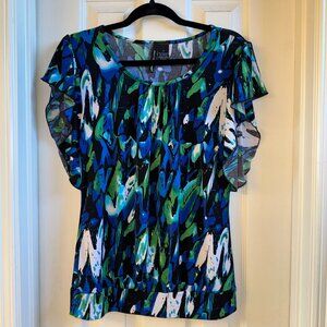 St Tropez West, Colorful Blouse with flowy sleeves, women, size M